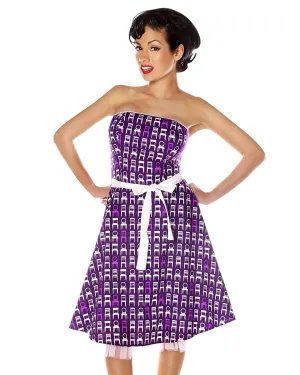 1950s Dress Retro Pinup Strapless Rockabilly Purple