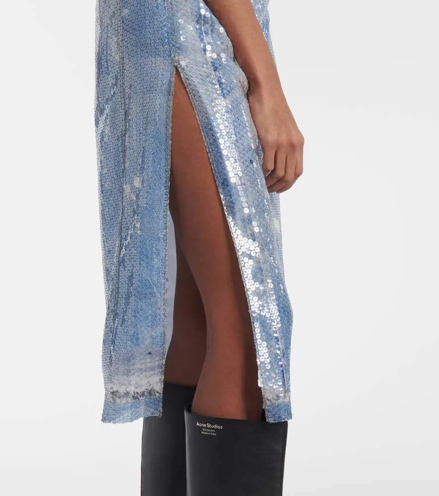 Acne Studios Sequined printed midi dress