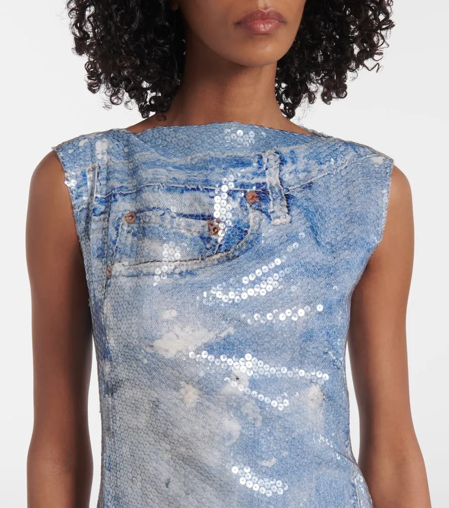 Acne Studios Sequined printed midi dress