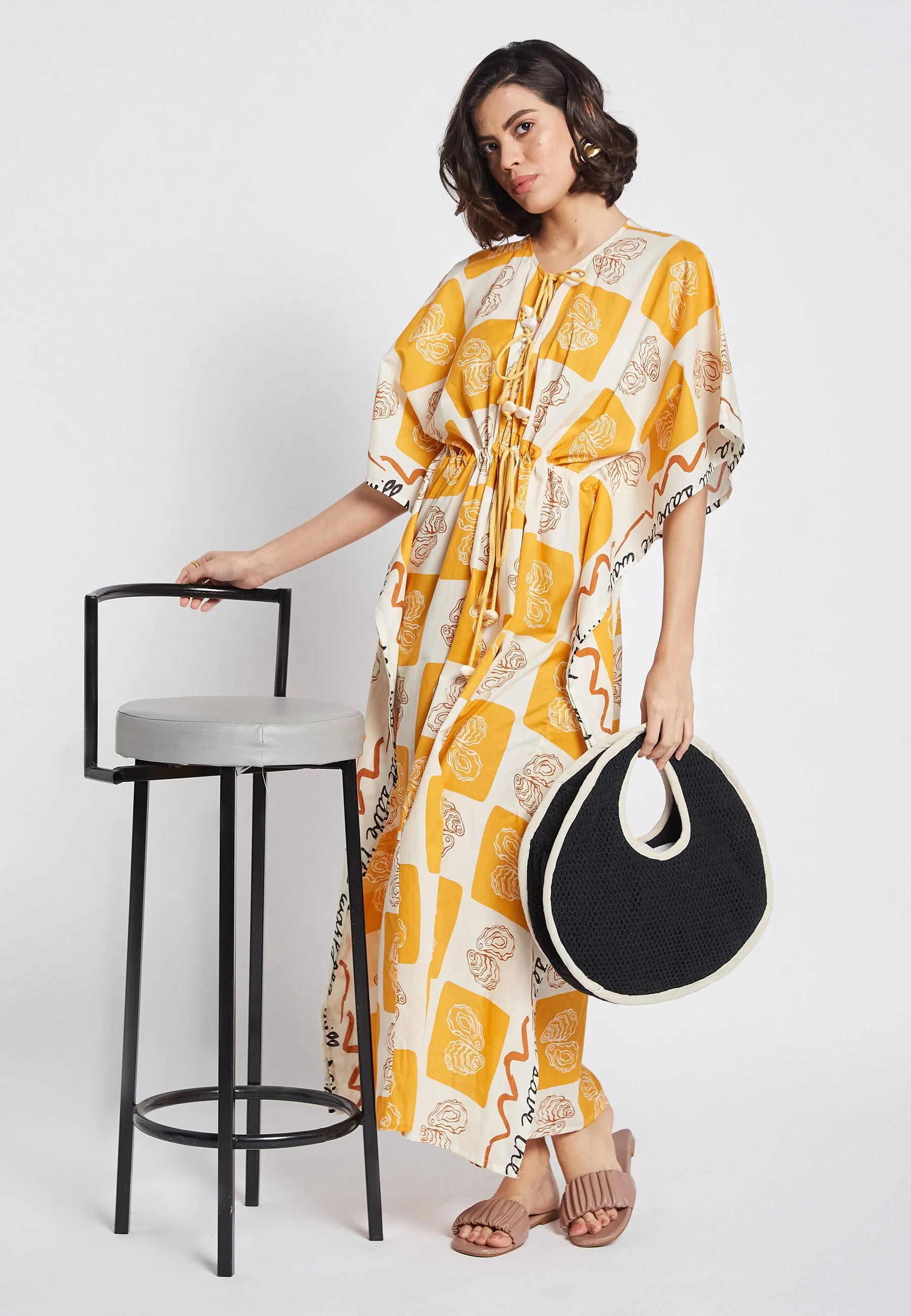Amaris Oyster Kaftan Dress
