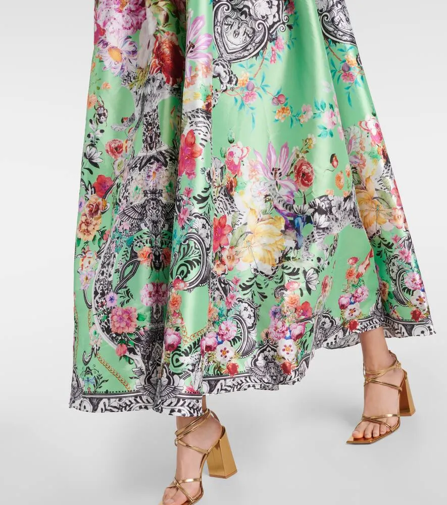 Camilla Trapeze floral taffeta maxi dress
