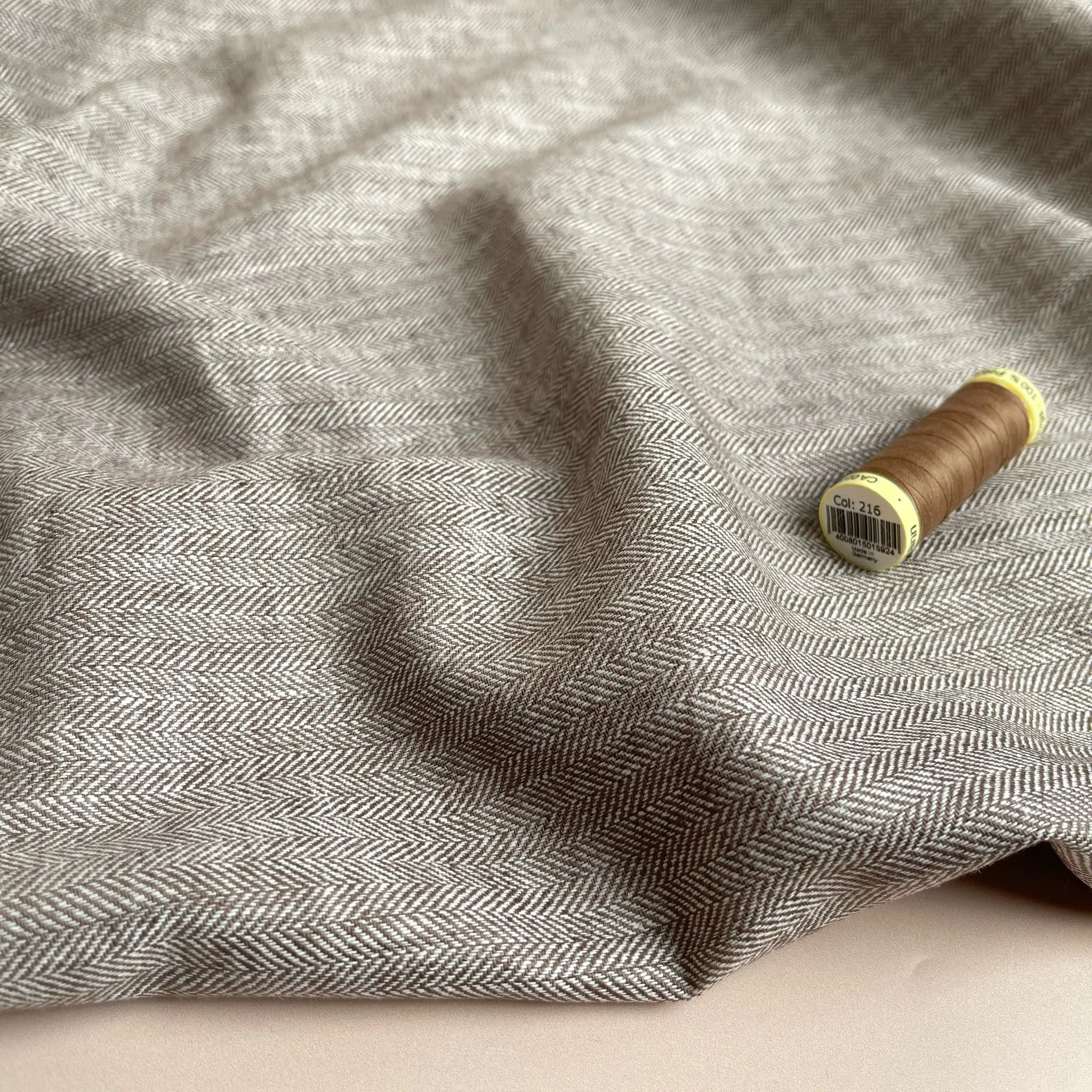 Chevron Brown Linen Cotton Twill
