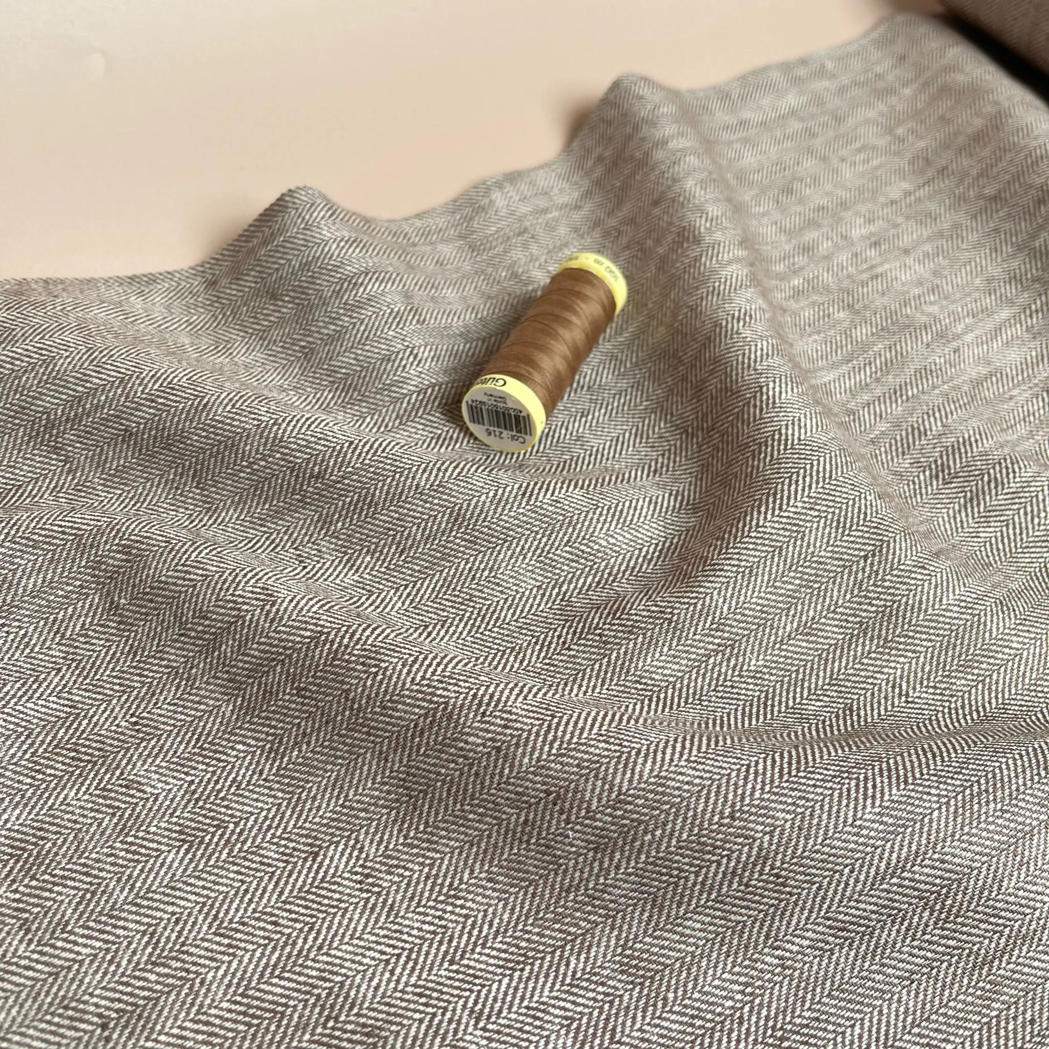 Chevron Brown Linen Cotton Twill