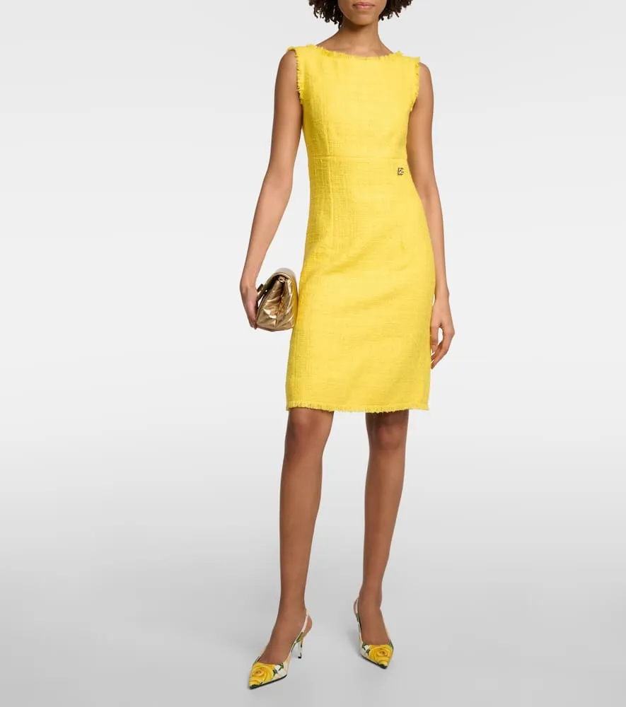 Dolce&Gabbana Logo cotton-blend tweed midi dress