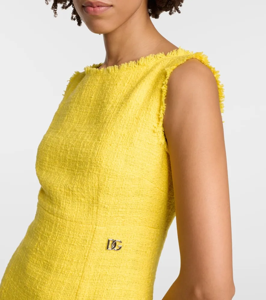 Dolce&Gabbana Logo cotton-blend tweed midi dress