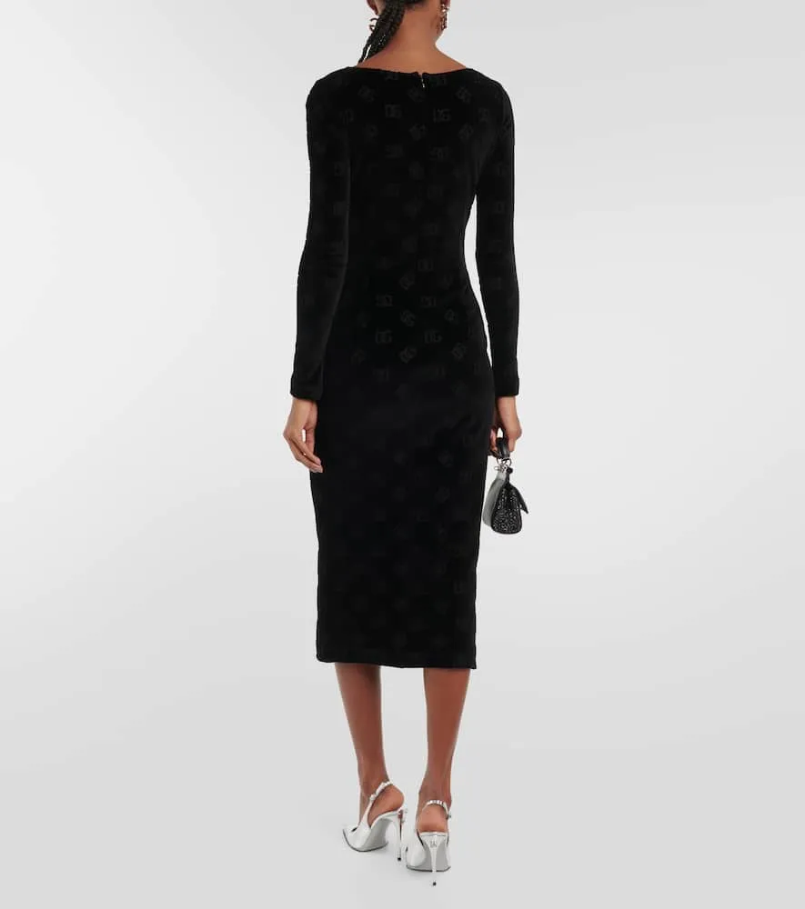 Dolce&Gabbana Logo velvet midi dress