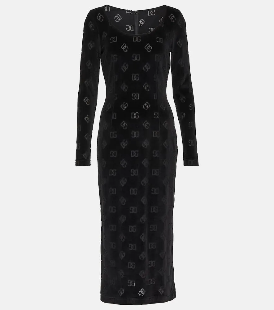 Dolce&Gabbana Logo velvet midi dress