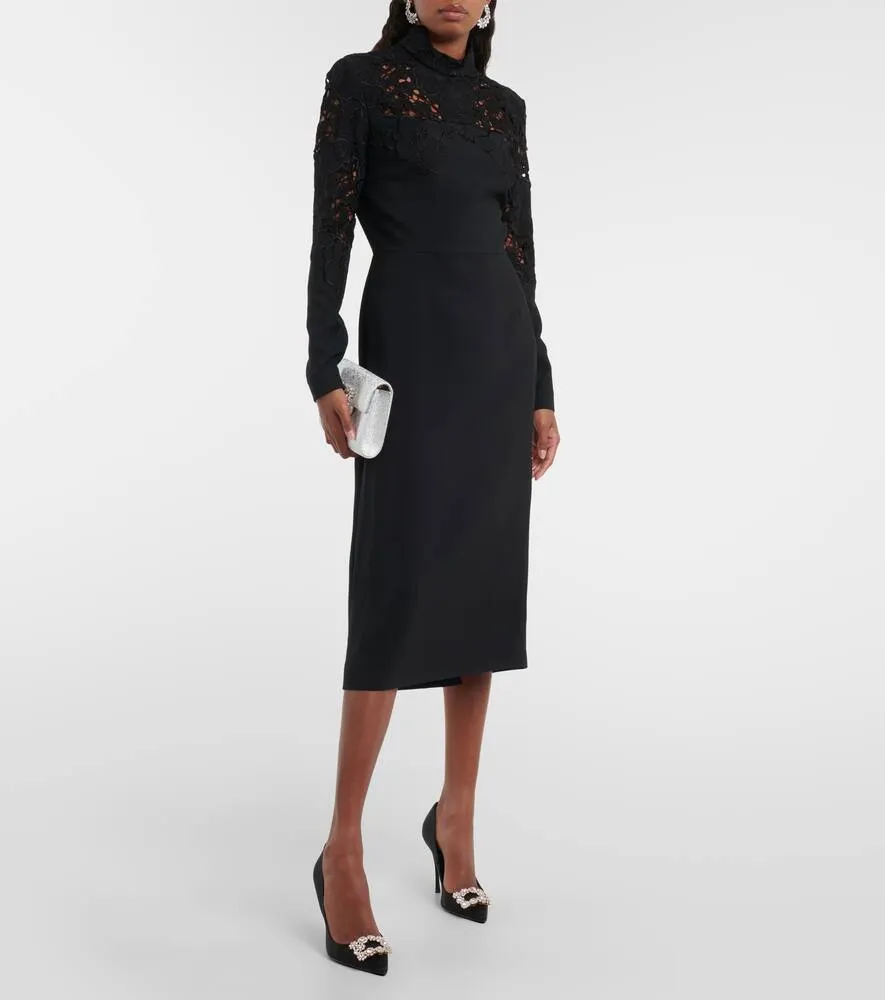 Elie Saab Lace-trimmed midi dress
