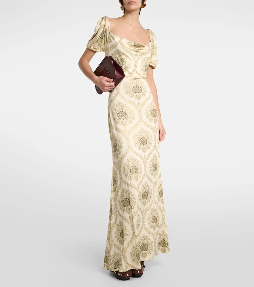 Etro Printed puff-sleeve gown