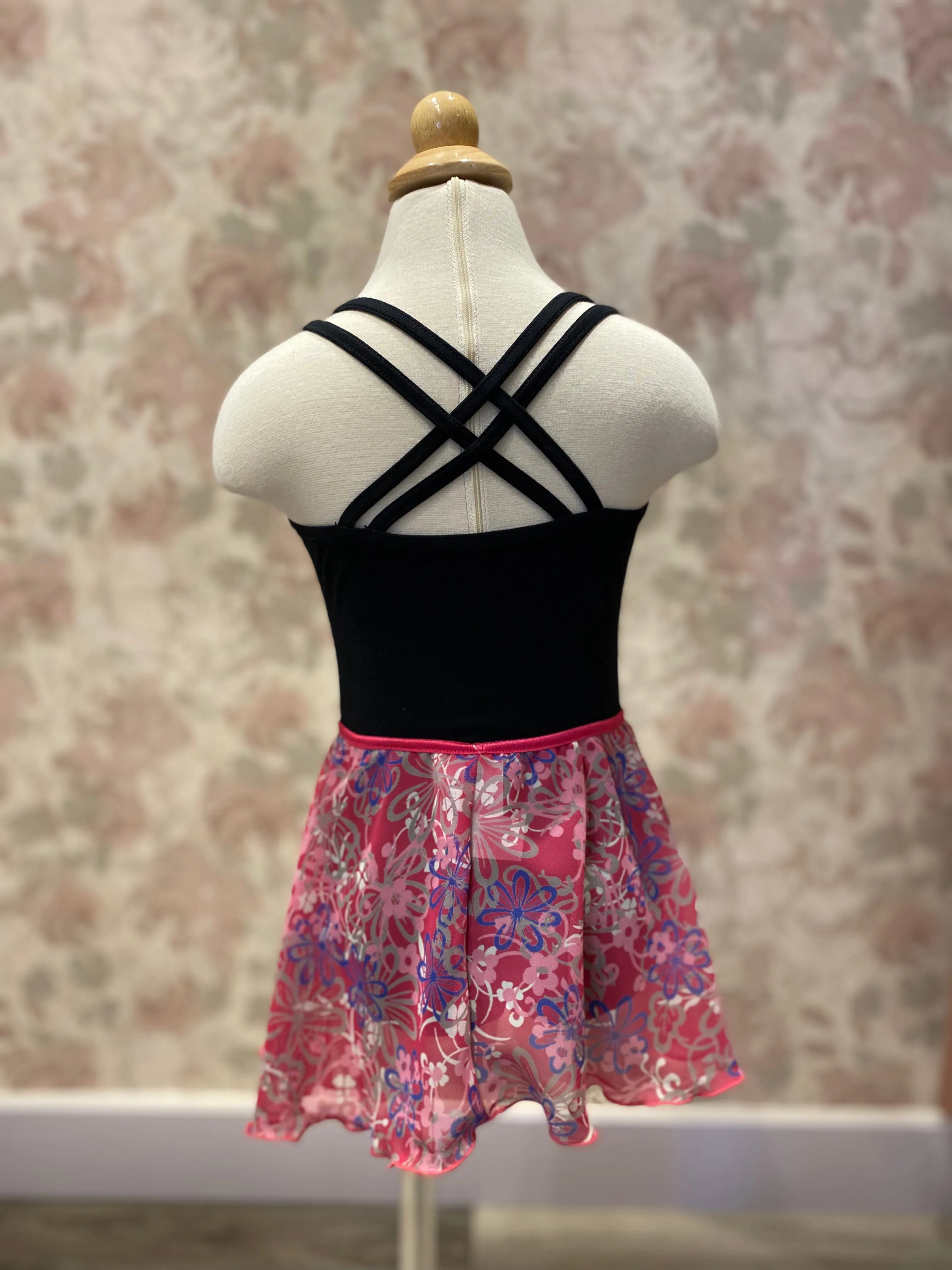 Girls Pink Floral Pull On Skirt