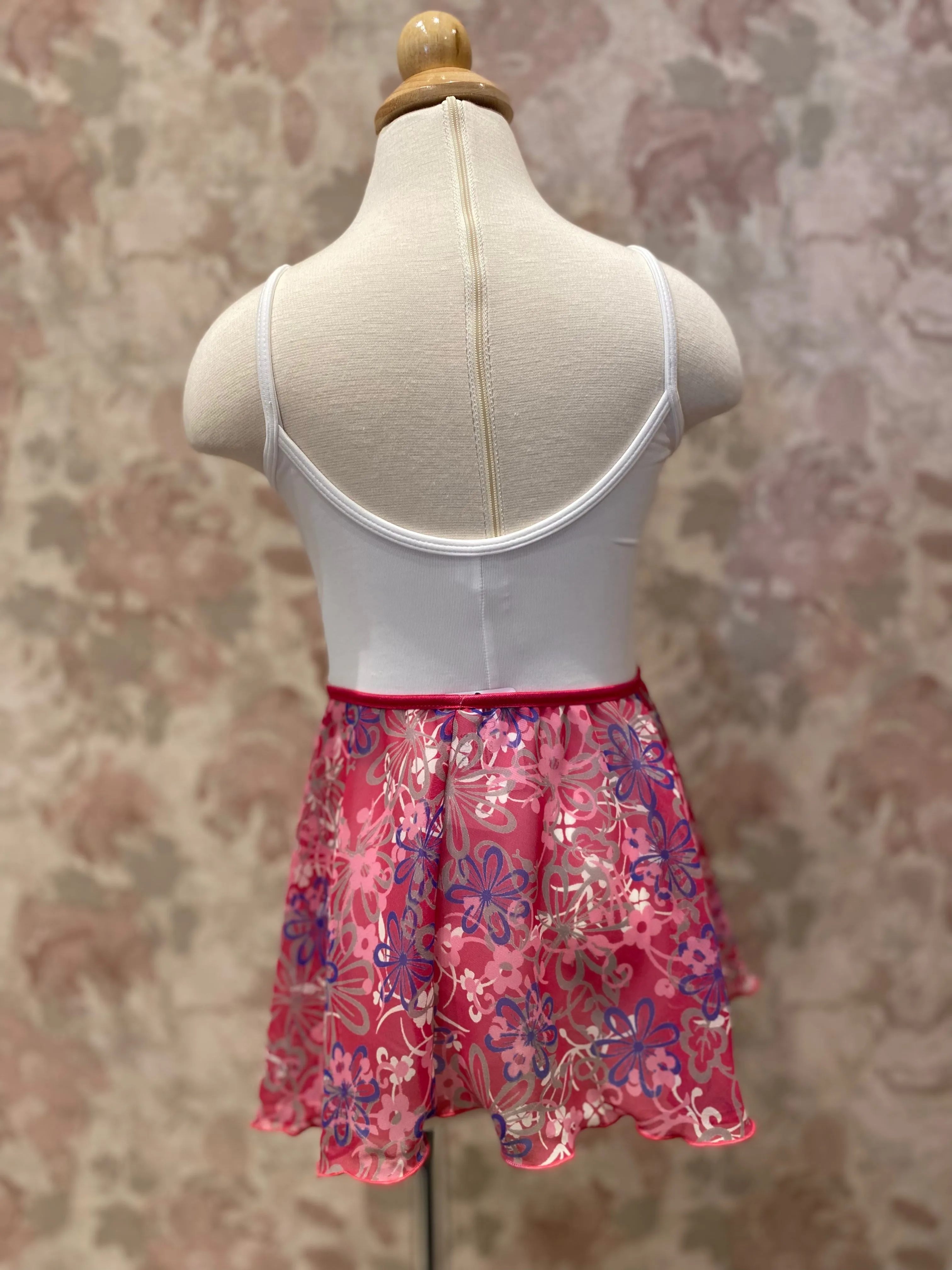 Girls Pink Floral Pull On Skirt
