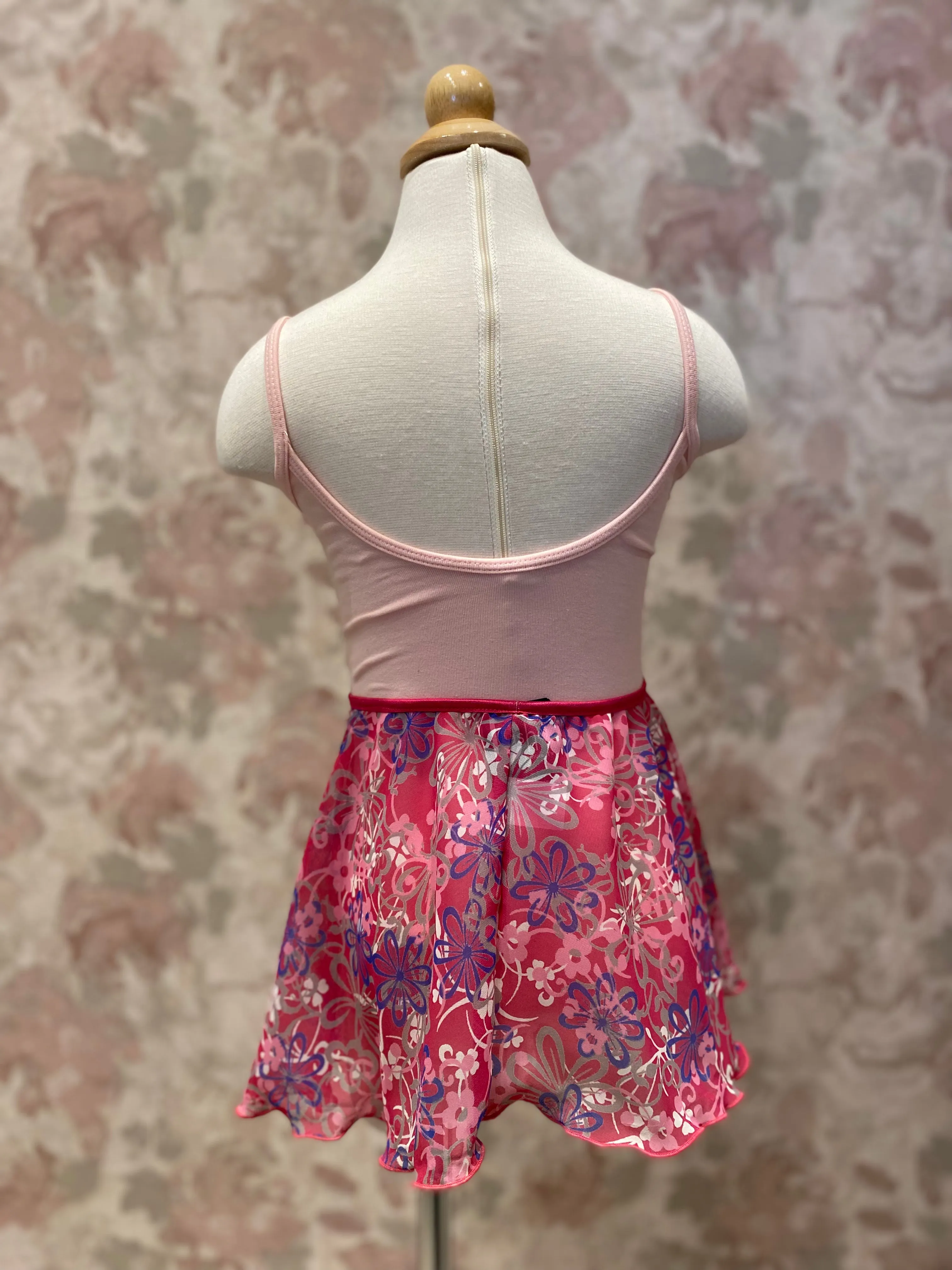 Girls Pink Floral Pull On Skirt