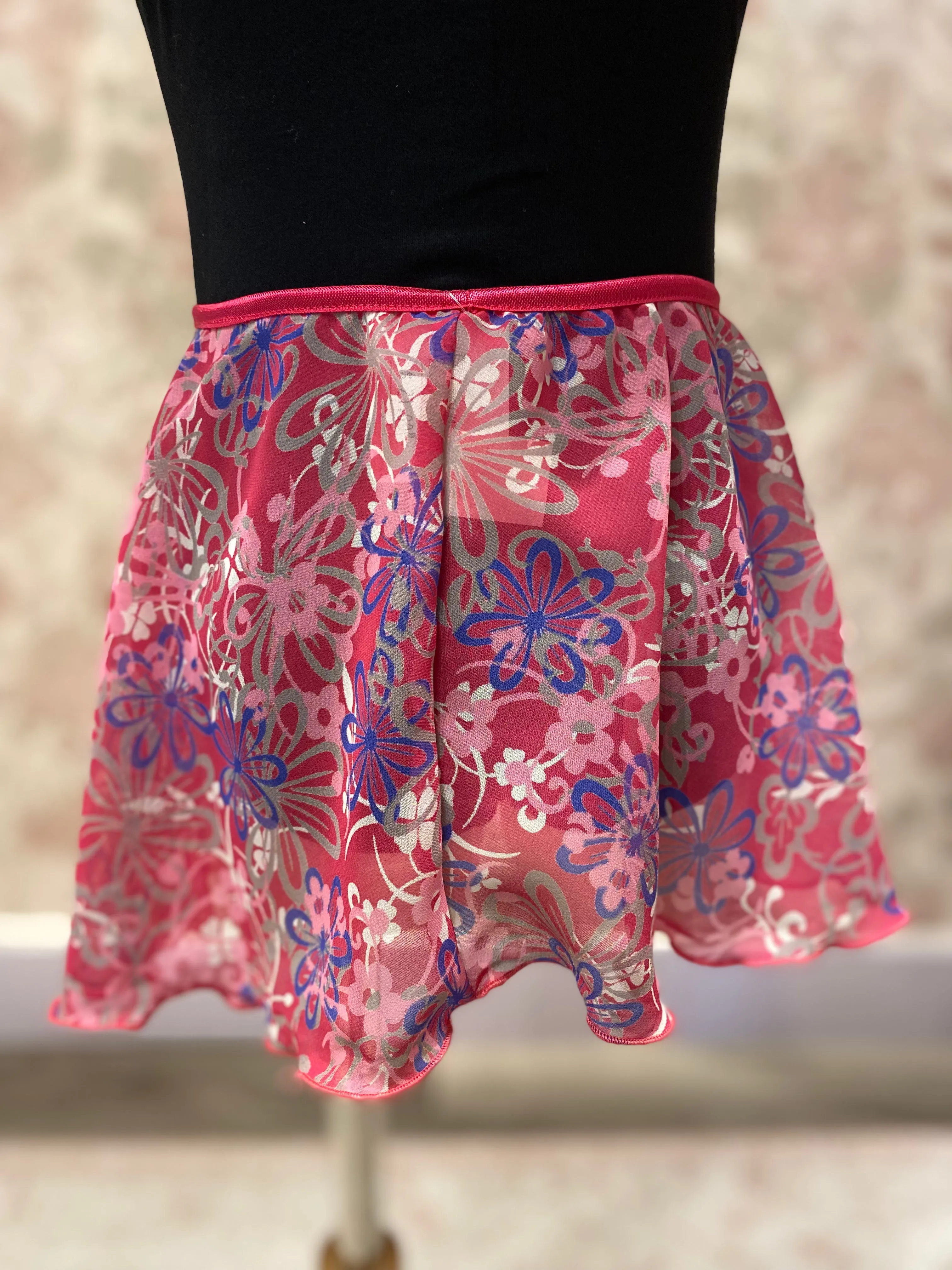 Girls Pink Floral Pull On Skirt
