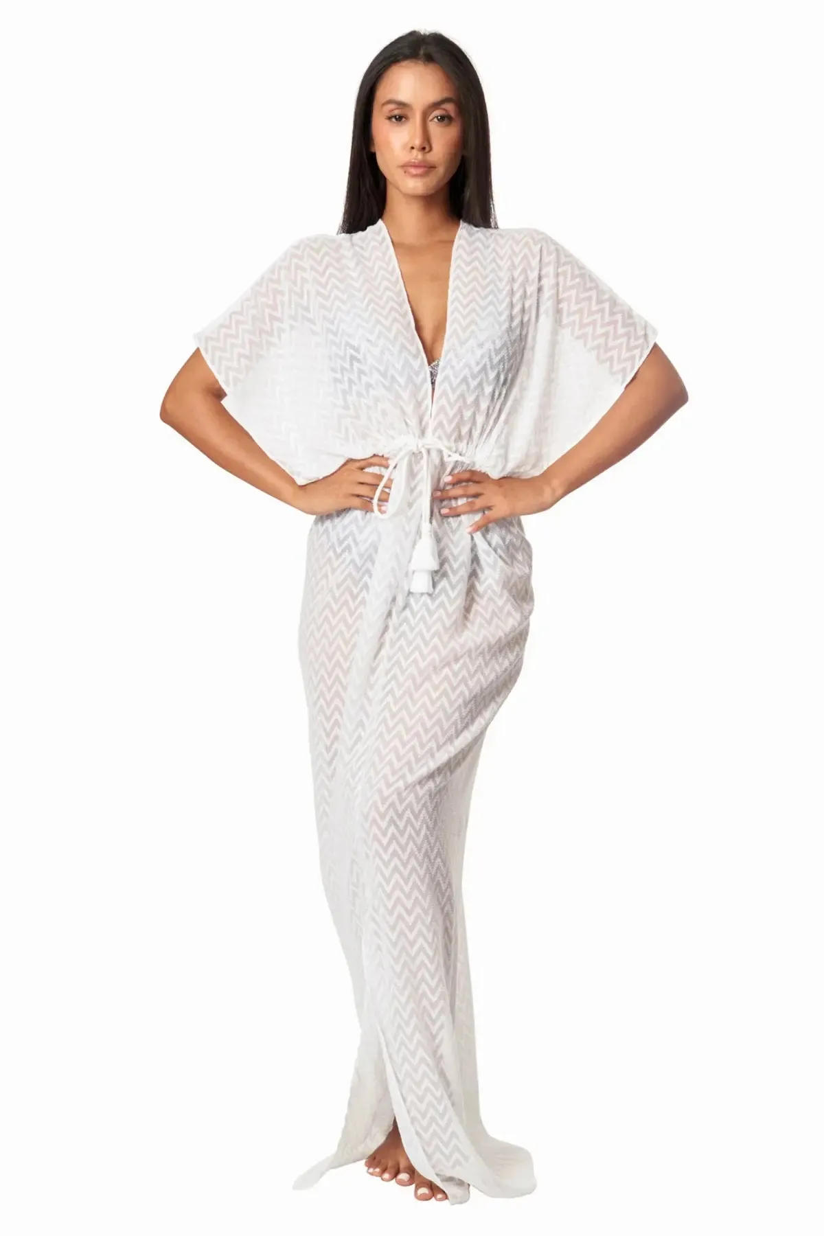 Long Kaftan-Style Robe And Beachwear Cover Up