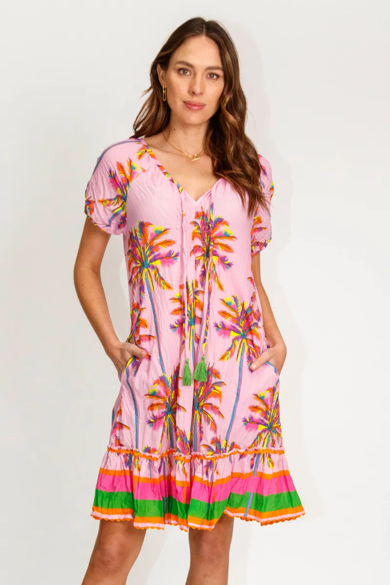 Lula Life Burleigh Shirred Dress Musk - ON SALE
