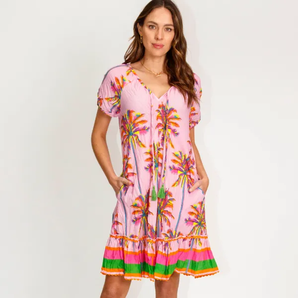 Lula Life Burleigh Shirred Dress Musk - ON SALE