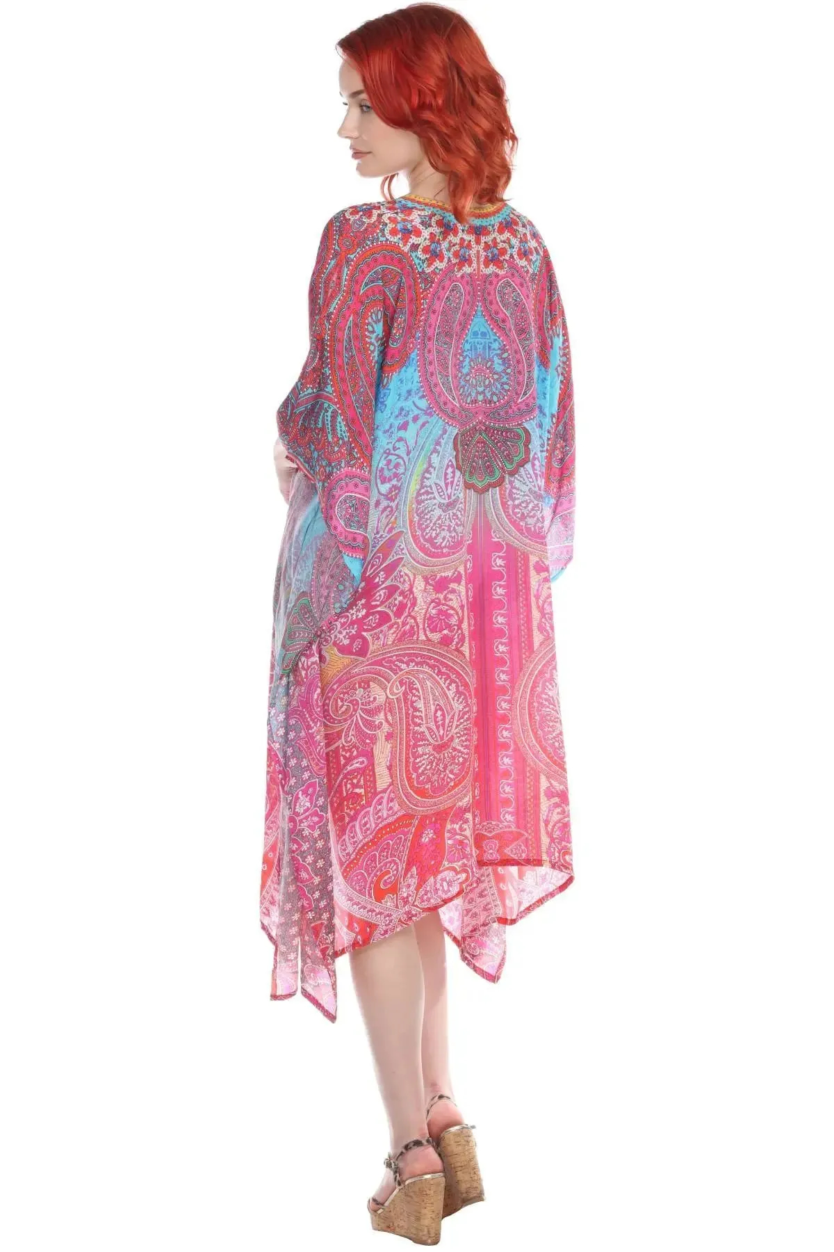 Elegant Multi-Color Viscose Silk Designer Kaftan Dress for Women