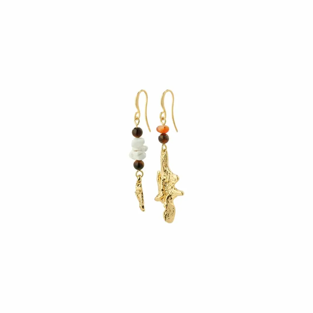Pilgrim Flow Asymmetric Earrings  Gold Plated