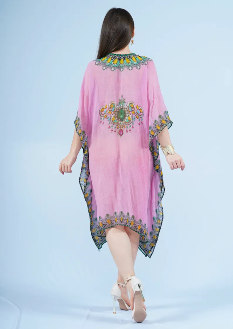 Pink Solid Kaftan