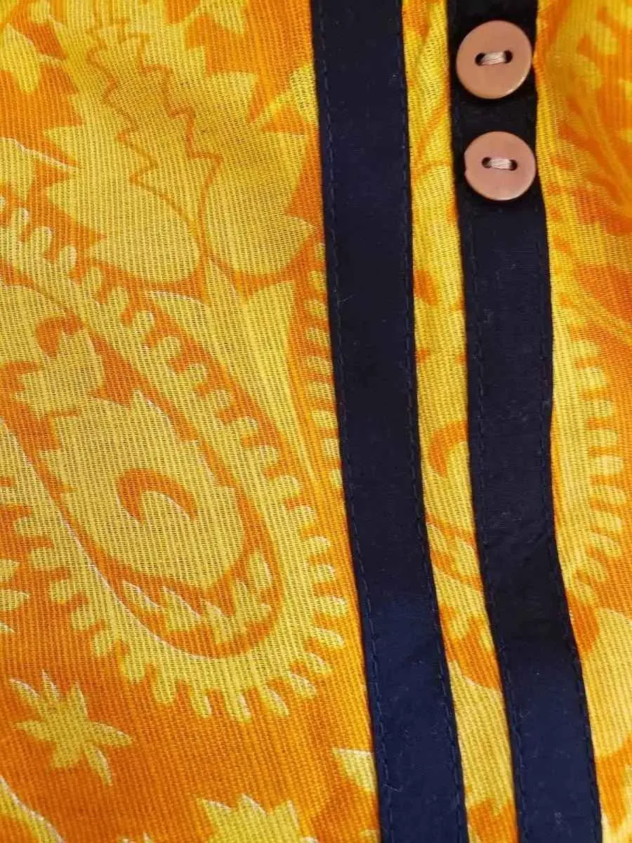 Printed Pakistani Khadi Kurtis for Women Ready to Wear Orange