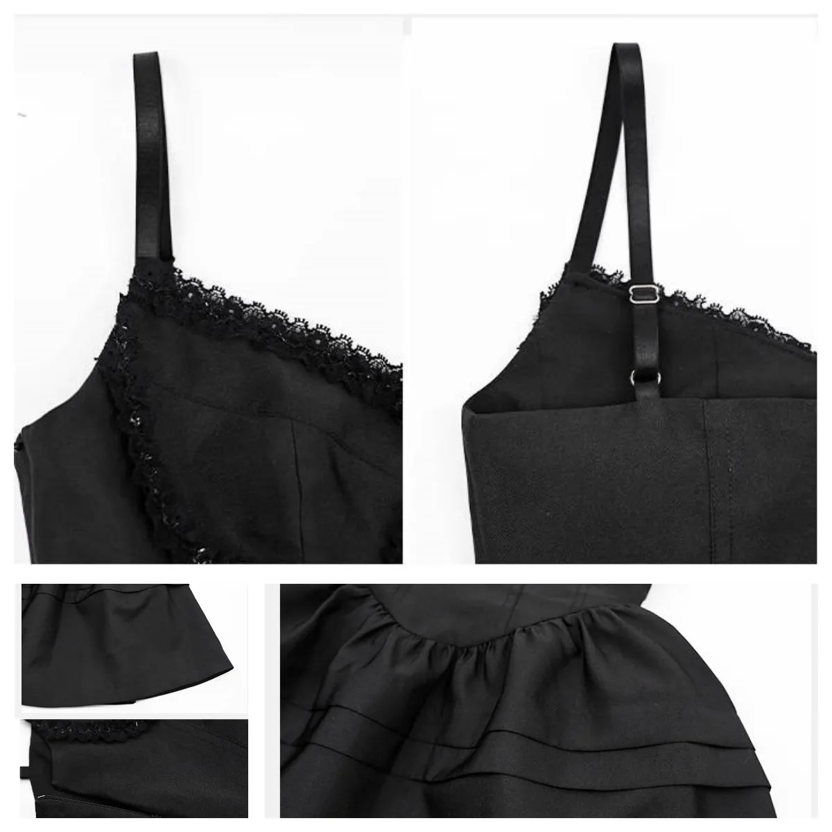 Sweet Girl Style Black Lace Stitching Suspender Dress