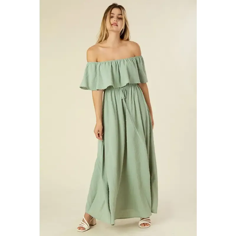 Swiss dot off-shoulder dress
