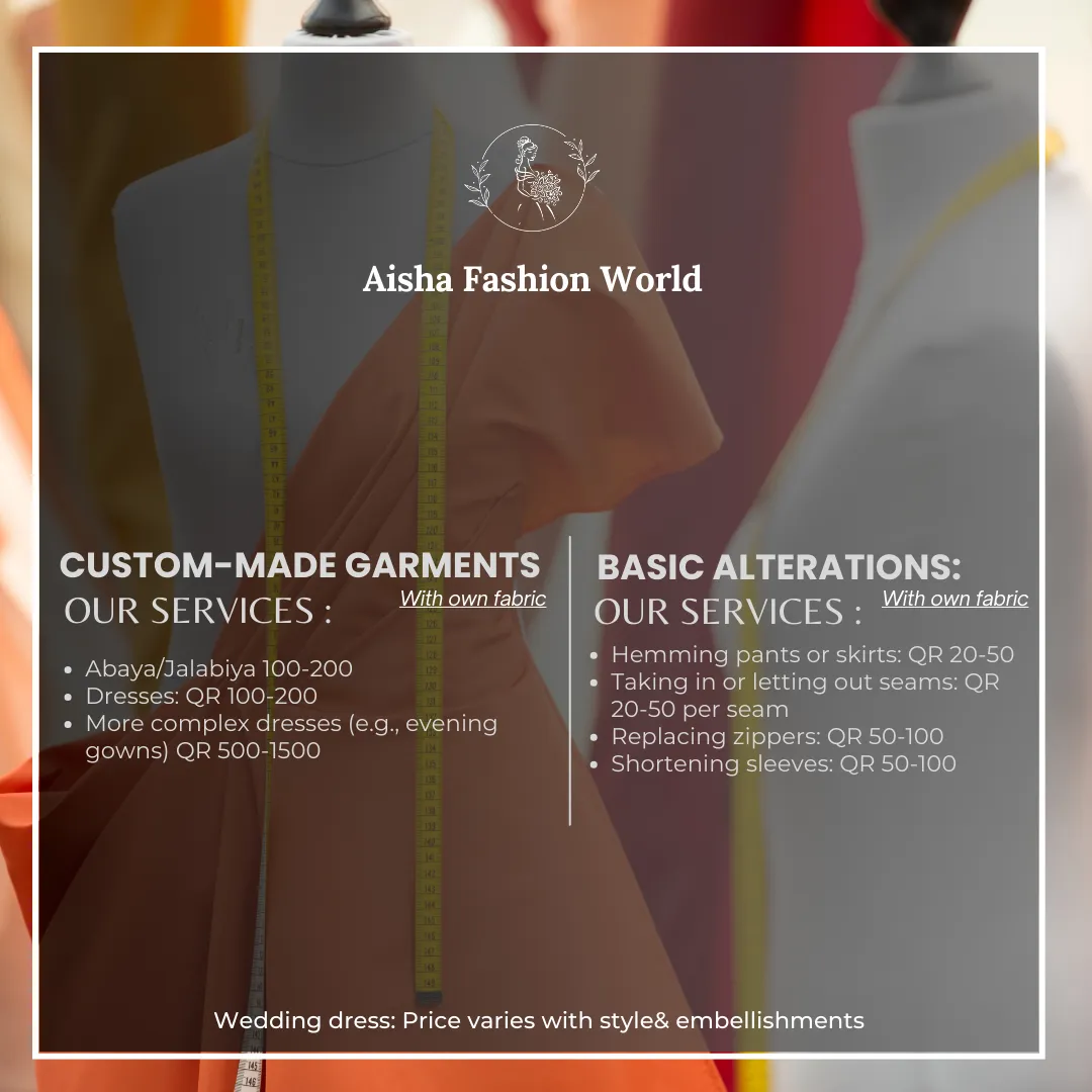Tailoring services (Casual/Normal)